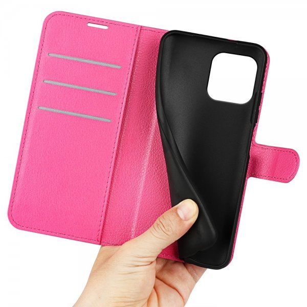 iPhone 15 Plus Fodral Litchi Magenta