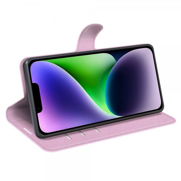 iPhone 15 Plus Fodral Litchi Rosa