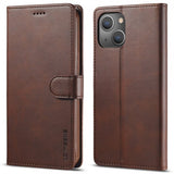 Lc.Imeeke iPhone 15 Plus Fodral med Kortfack Stativfunktion Mörkbrun