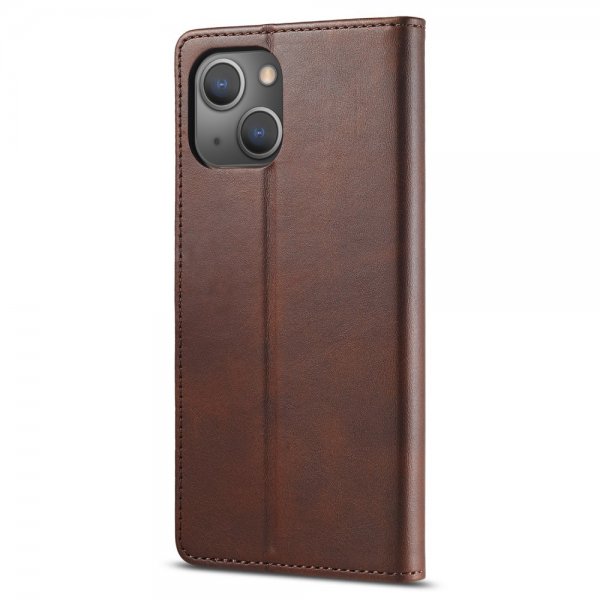 Lc.Imeeke iPhone 15 Plus Fodral med Kortfack Stativfunktion Mörkbrun