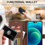 Lc.Imeeke iPhone 15 Plus Fodral med Kortfack Stativfunktion Mörkbrun