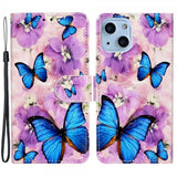 iPhone 15 Plus Fodral Motiv Lila Blommor Blåa Fjärilar