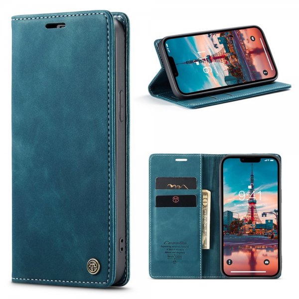 CaseMe iPhone 15 Plus Fodral Retro Flip Petrol