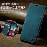 CaseMe iPhone 15 Plus Fodral Retro Flip Petrol