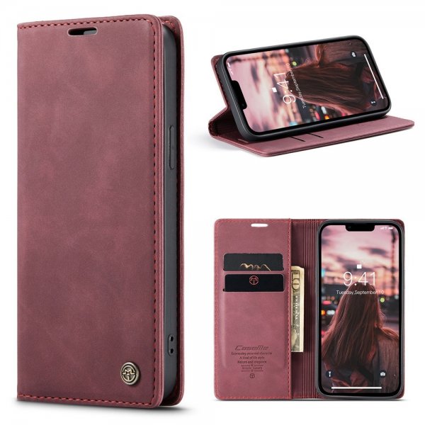 CaseMe iPhone 15 Plus Fodral Retro Flip Röd