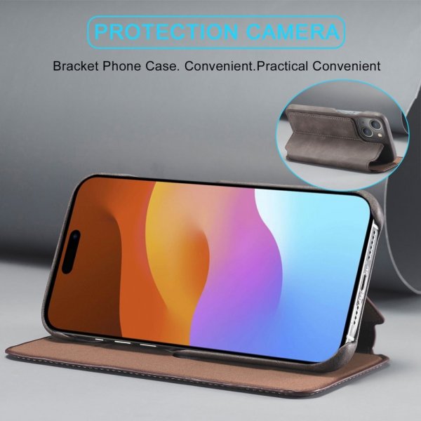Lc.Imeeke iPhone 15 Plus Fodral Retro Kaffe