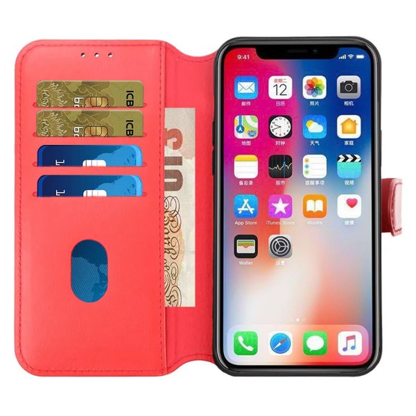 Rvelon iPhone 15 Plus Fodral Äkta Läder Röd