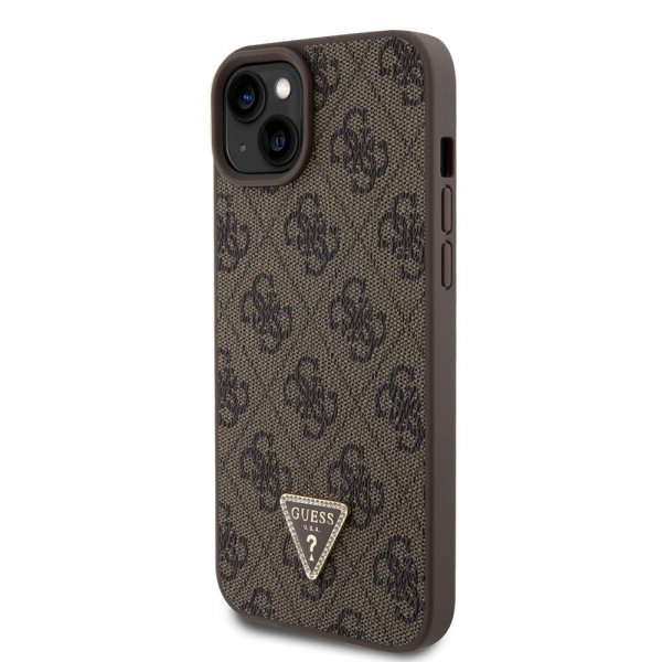 Guess iPhone 15 Plus Skal 4G Metal Triangle Strass Brun