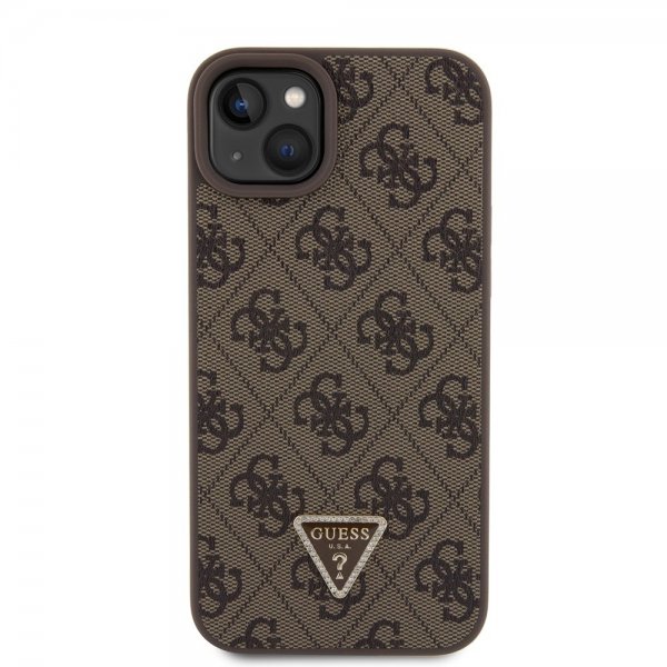 Guess iPhone 15 Plus Skal 4G Metal Triangle Strass Brun