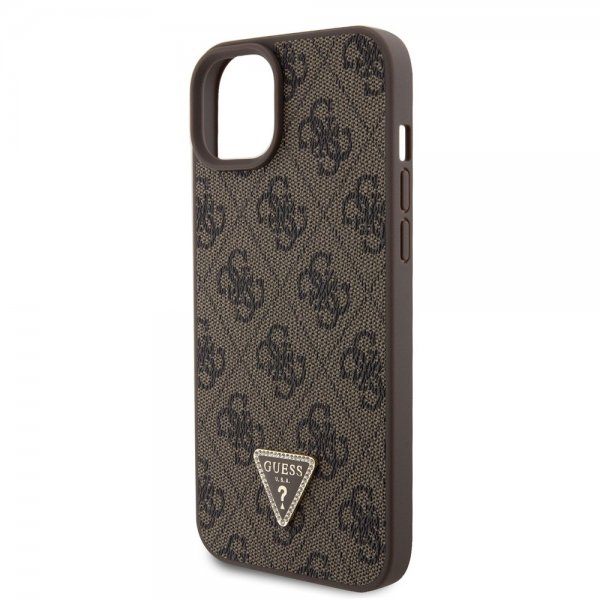 Guess iPhone 15 Plus Skal 4G Metal Triangle Strass Brun