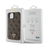 Guess iPhone 15 Plus Skal 4G Metal Triangle Strass Brun