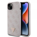Guess iPhone 15 Plus Skal 4G Metal Triangle Strass Rosa