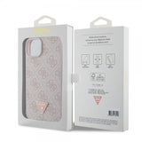 Guess iPhone 15 Plus Skal 4G Metal Triangle Strass Rosa