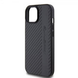 Mercedes Benz iPhone 15 Plus Skal Carbon Effect Leather Stripe AMG Svart
