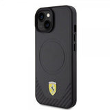 Ferrari iPhone 15 Plus Skal Carbon PU Leather MagSafe Svart