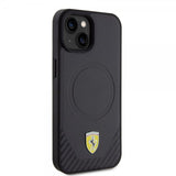Ferrari iPhone 15 Plus Skal Carbon PU Leather MagSafe Svart