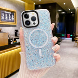 iPhone 15 Plus Skal Glitter MagSafe Blå