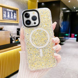 iPhone 15 Plus Skal Glitter MagSafe Gul
