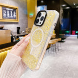 iPhone 15 Plus Skal Glitter MagSafe Gul