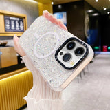 iPhone 15 Plus Skal Glitter MagSafe Vit