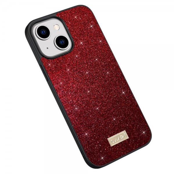 Sulada iPhone 15 Plus Skal Glitter Röd
