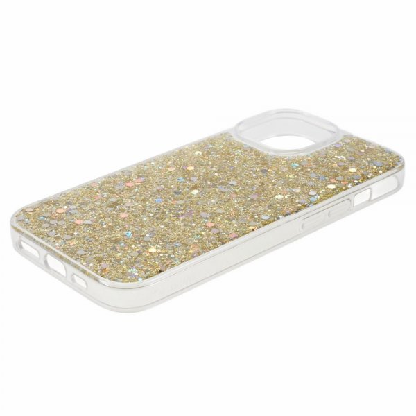 iPhone 15 Plus Skal Glitterpaljetter Guld