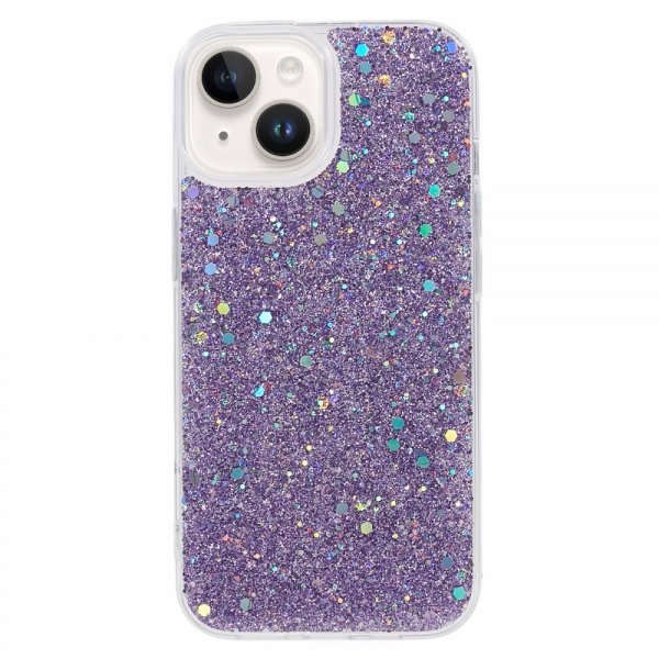 iPhone 15 Plus Skal Glitterpaljetter Lila