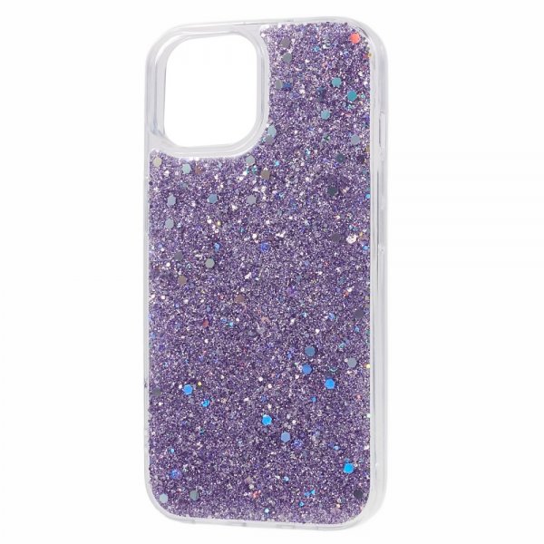 iPhone 15 Plus Skal Glitterpaljetter Lila