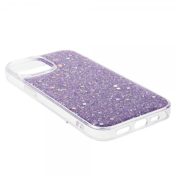 iPhone 15 Plus Skal Glitterpaljetter Lila