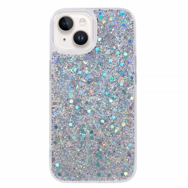 iPhone 15 Plus Skal Glitterpaljetter Silver