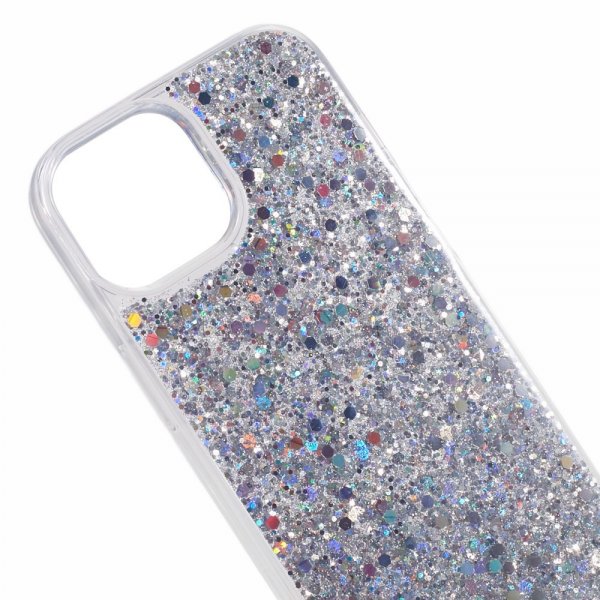 iPhone 15 Plus Skal Glitterpaljetter Silver