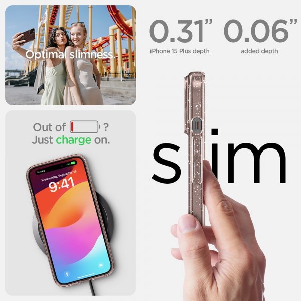 Spigen iPhone 15 Plus Skal Liquid Crystal Glitter Rose Quartz