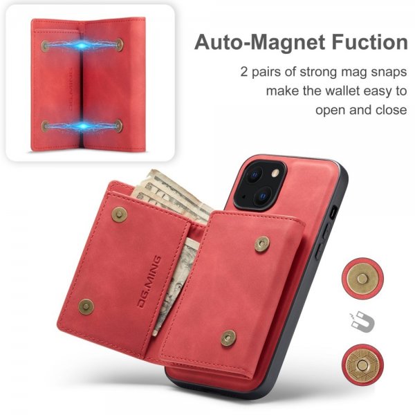 Dg.Ming iPhone 15 Plus Skal M1 Series Löstagbar Korthållare Röd