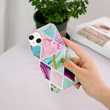 iPhone 15 Plus Skal Marmormönster Grön Lila