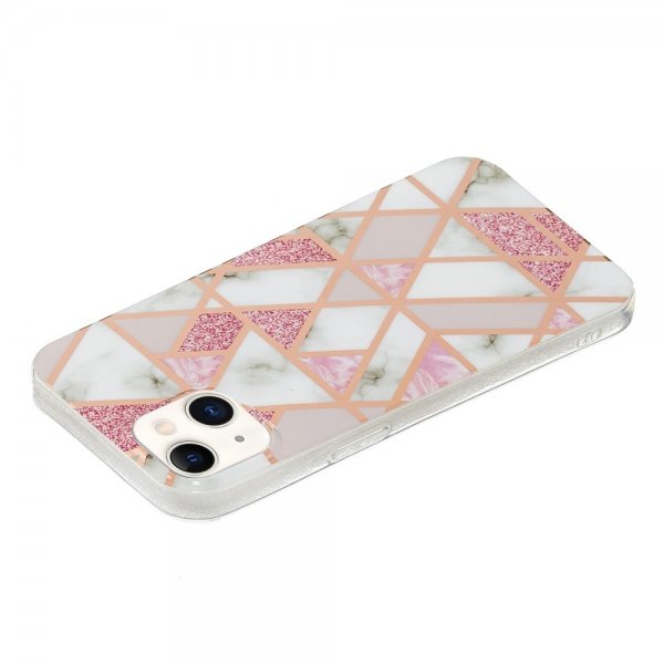iPhone 15 Plus Skal Marmormönster Rosa Grå