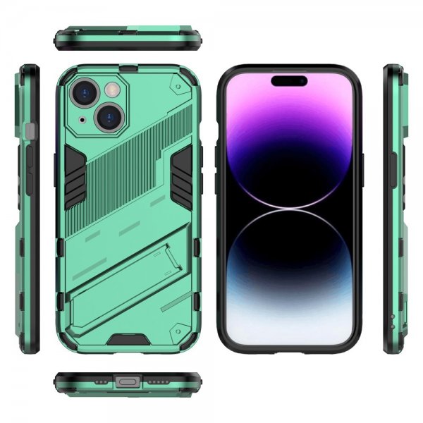 iPhone 15 Plus Skal med Stativ Grön
