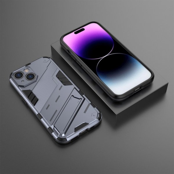 iPhone 15 Plus Skal med Stativ Mörkblå