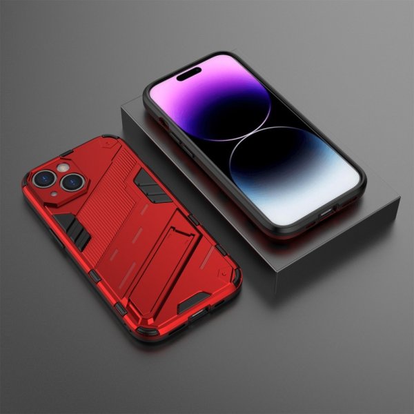 iPhone 15 Plus Skal med Stativ Röd