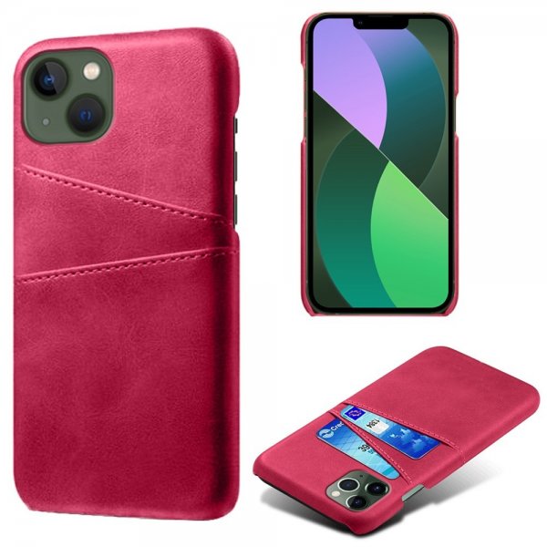 iPhone 15 Plus Skal med två Kortfack Magenta