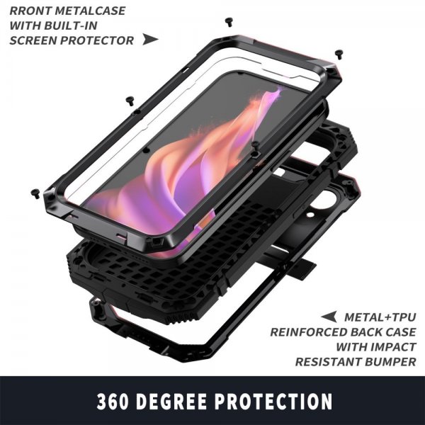R-JUST iPhone 15 Plus Skal Metall Stöttåligt Svart