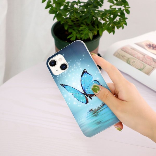 iPhone 15 Plus Skal Motiv Blå Fjäril