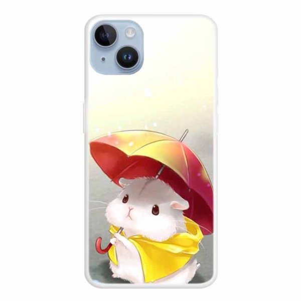 iPhone 15 Plus Skal Motiv Hamster och Paraply