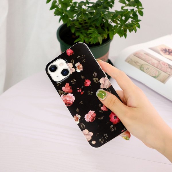 iPhone 15 Plus Skal Motiv Rosor Svart