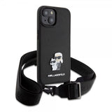 Karl Lagerfeld iPhone 15 Plus Skal Saffiano Karl & Choupette Crossbody Svart