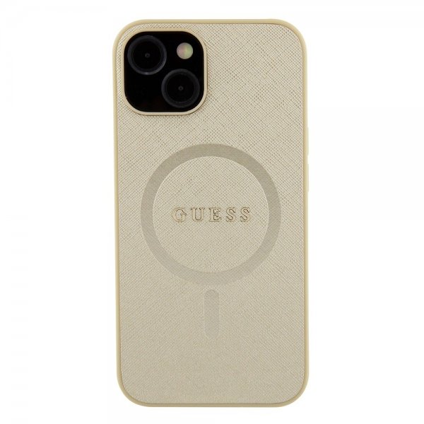 Guess iPhone 15 Plus Skal Saffiano MagSafe Beige