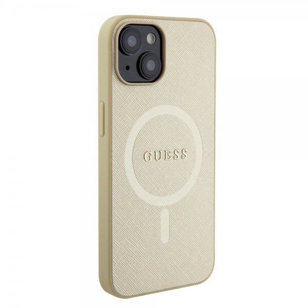 Guess iPhone 15 Plus Skal Saffiano MagSafe Beige