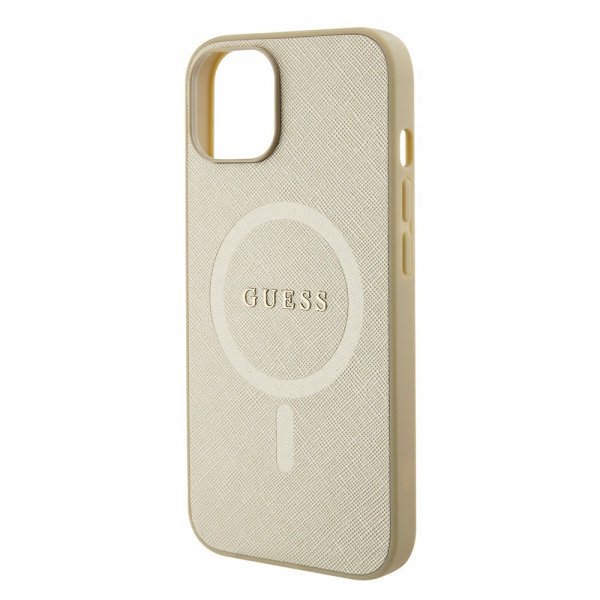 Guess iPhone 15 Plus Skal Saffiano MagSafe Beige