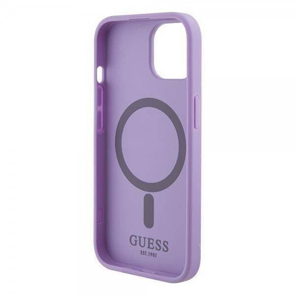 Guess iPhone 15 Plus Skal Saffiano MagSafe Lila