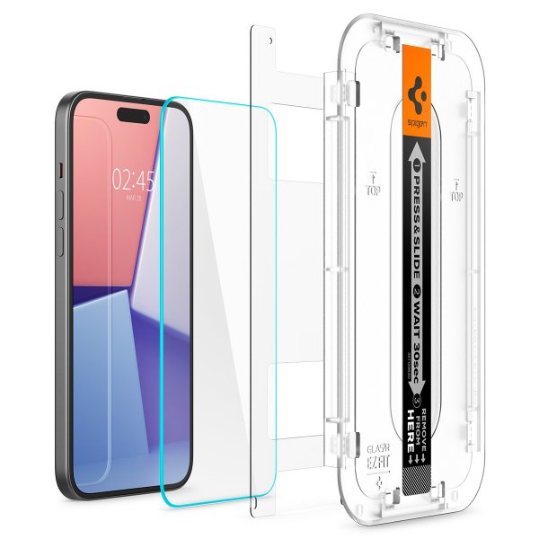 Spigen iPhone 15 Plus/iPhone 16 Plus Skärmskydd GLAS.tR EZ Fit 2-pack