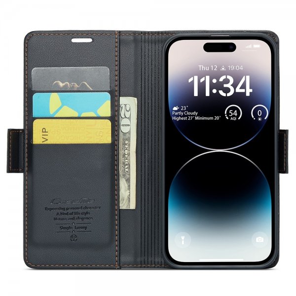 CaseMe iPhone 15 Pro Fodral 023 Series Svart